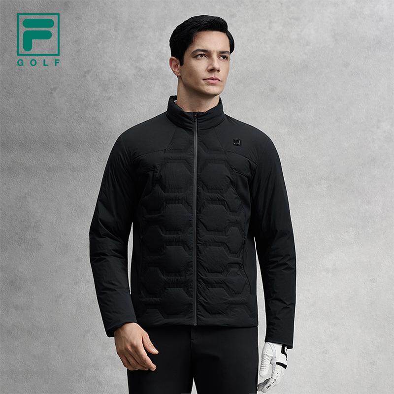 Fila Повседневная спортивная куртка из серии Golf, простая плетеная, мягкая, удобная, легкая, теплая, со стойкой, пуховик, мужская верхняя одежда, глубокий черный A11M545942FBK