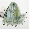 Весна и лето новый хлопок и лен на ощупь подвесная кисточка с бахромой длинный шарф пиксельная печать полиэстер красивая шаль женщины