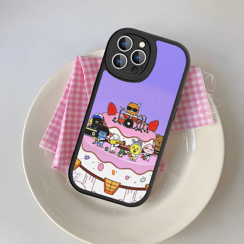 Cartoon K-KAKAO CUTE F-FRIENDS Phone Case For IPhone 16 15 14 13 12 11 Pro Max Plus 16E Soft Leather Cover
