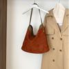 Brown Suede Bag Splicing Women's Shoulder Bag Large Capacity Women's Autumn and Winter Retro Style Tote Bag