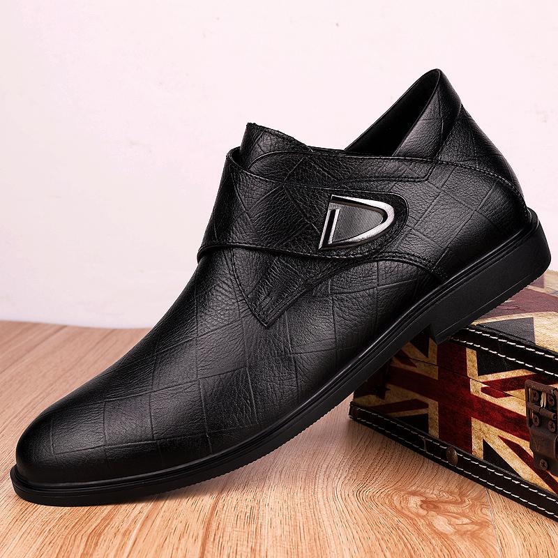 Зимние мужские ботинки Chelsea British Style Black Solid Boots Derby Leather Fashion High Top Highscale Motorcycle Shoes