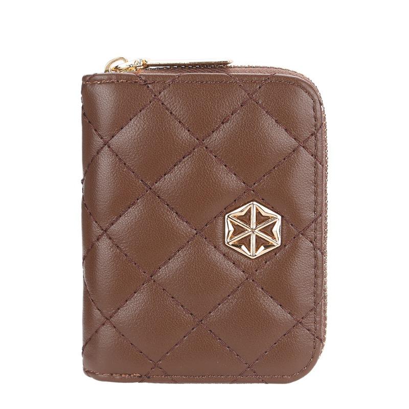 E Новый женский кошелек короткий вертикальный органайзер на молнии для мелочи модная клетчатая сумка для карт женская