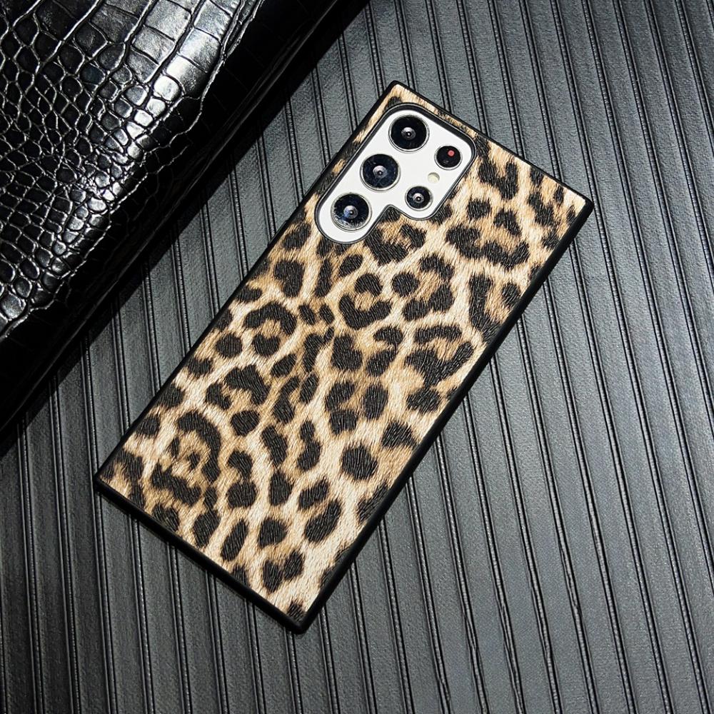 Роскошный кожаный чехол для телефона с леопардовым узором из крокодиловой кожи и углеродным волокном для Samsung GalaxyS22 Ultra S23 S24 Plus, черная задняя панель, чехол для Huawei Mate60 RS Pura70 Pro