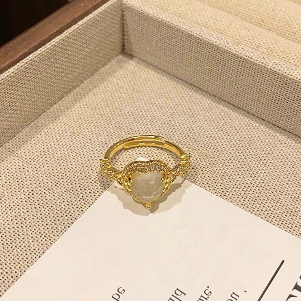 Copper Rinestone Rings Exquisite Vintage Rings Temperament Shining Open Ring  Gifts