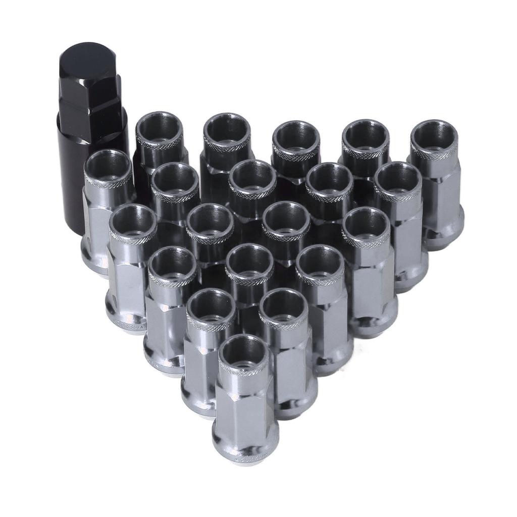 20pcs M12x1.25 Metal Wheel Lug Nuts Universal Car Accessories Replacement for Mitsubishi Silver