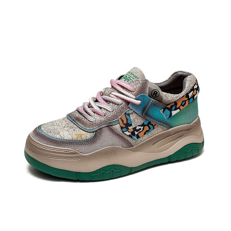 Fashion GKTINOO Casual Mixed Colors Flats Sneakers Women 2025 New Genuine Leather Soft Soled Comfortable Retro Platform Shoes