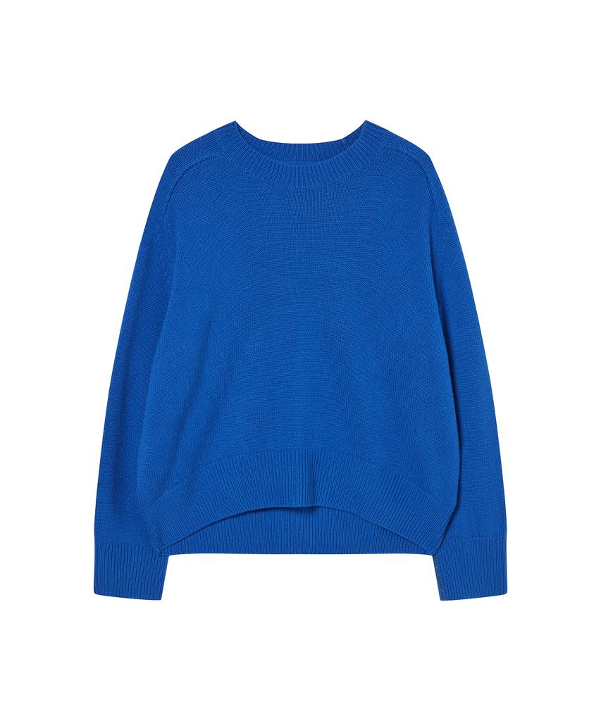 JE NE SAIS QUOI Loose Fit Crew Neck Cashmere Knit_ Royal Blue