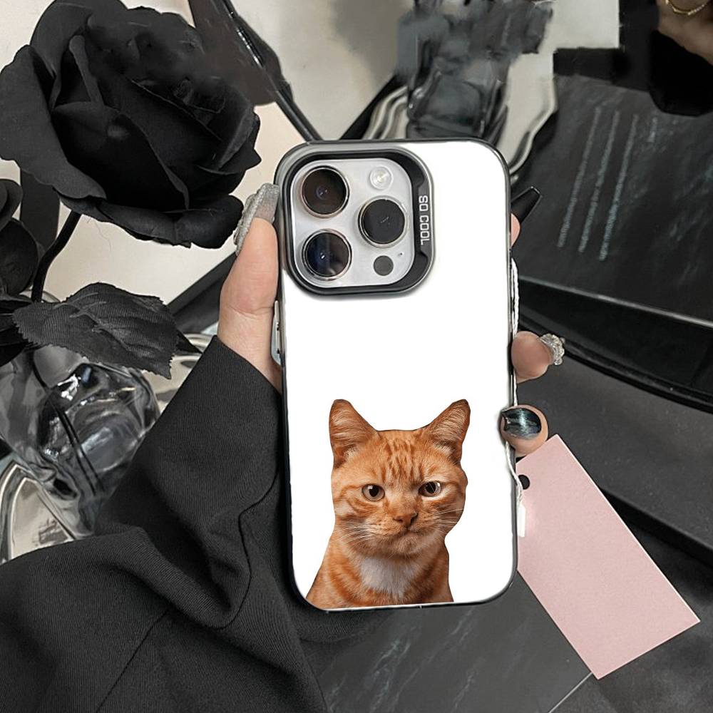 Чехол для телефона Goofy Cool Cats с большими глазами для iPhone 17,16,15,14,13,12, Pro MAX, Черный Матовый, Ударопрочный