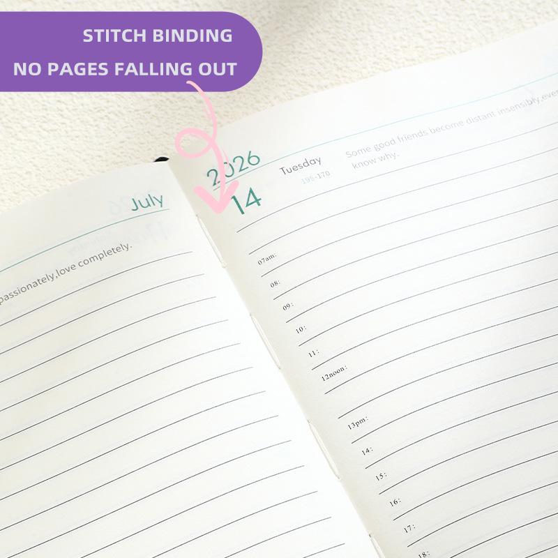 Ежедневник на английском языке на 2026 год с резинкой: Годовой календарь, Еженедельник, 365-дневный блокнот для эффективности