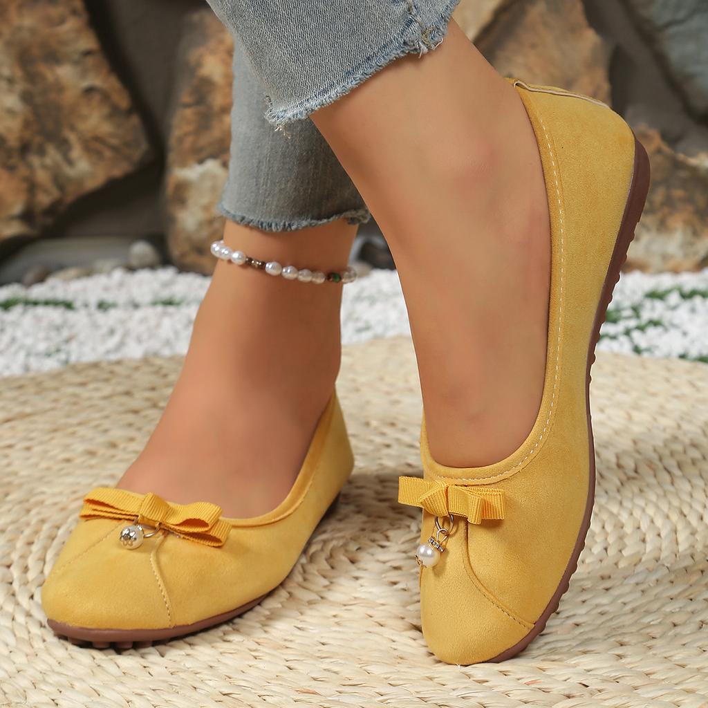 Модная женская балетная обувь, слипоны, плоские удобные кроссовки, женская повседневная ретро обувь с бантом, женские лоферы с круглым носком и неглубоким вырезом