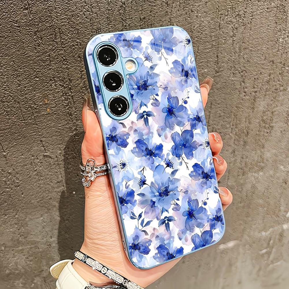 Чехол в китайском стиле с цветами для Samsung Galaxy S26 S25 S24 S23 S22 FE Ultra Plus Стеклянное покрытие ощущение голого корпуса для женщин