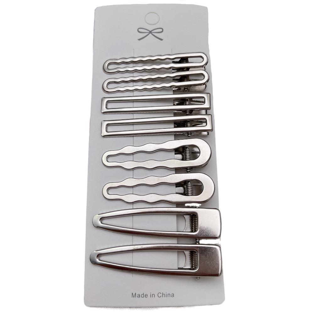 8Pcs/Set Metal Y2K Hair Clip Set Duckbill Clip Bangs Barrettes Trendy Side Clips Women Girls