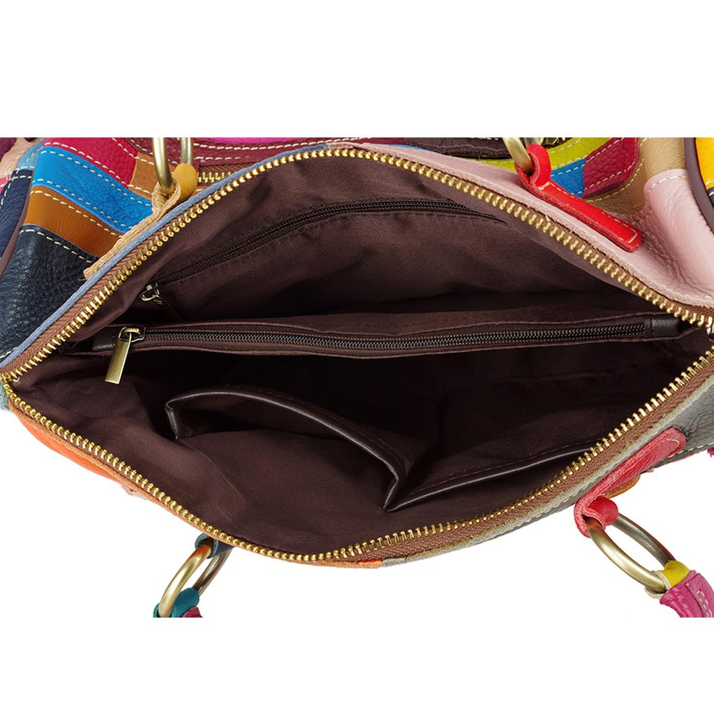 Женская кожаная сумка через плечо ручной работы с разноцветной цветочной мозаикой случайного цвета