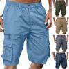 Мужские шорты с эластичным поясом, средней посадкой, однотонные шорты с множеством карманов, широкие летние пляжные шорты