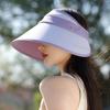 Fashion Color Matching Outdoor Travel Sunscreen Hat Women'S Travel Uv Protection Empty Top Hat Outdoor Big Brim Sun Hat