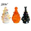 Handcrafted Resin Ornament Halloween Tree Decorations, Lighted Figurine with Pumpkin Black Cat Atmospheric Interior Lighting Ghost, Battery-Powered