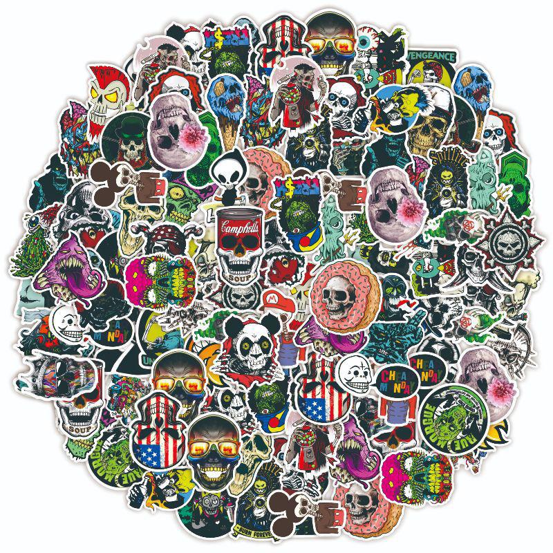 50 PCS Suitcases Mixed Horror Stickers Skateboard Bike Decals Horror Cool Waterproof Stickers