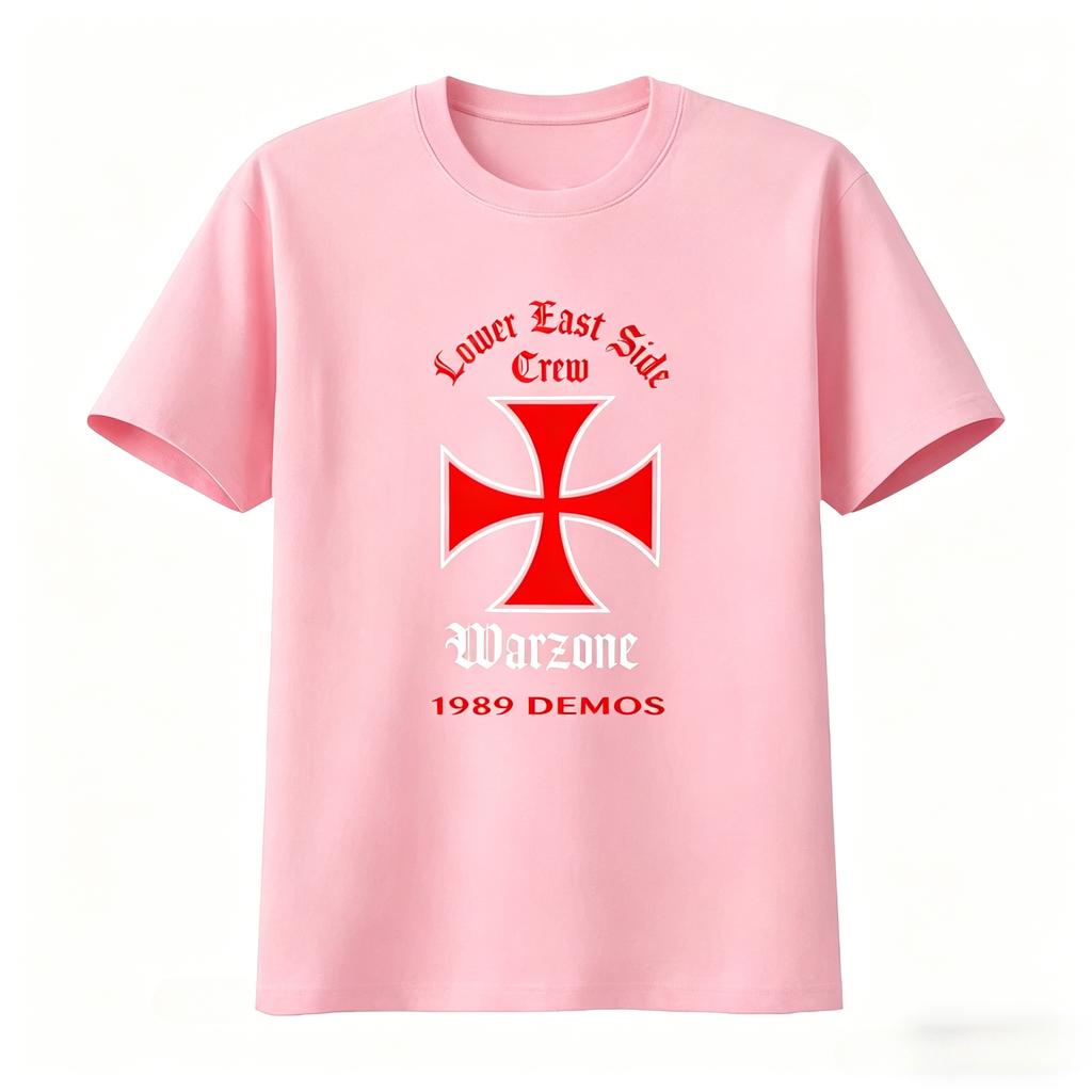 Warzone Demos Lower East Side Crew Cross T Shirt Vintage Casual Soft Fashion Unisexs Clothing Womens Summer New T Shirt