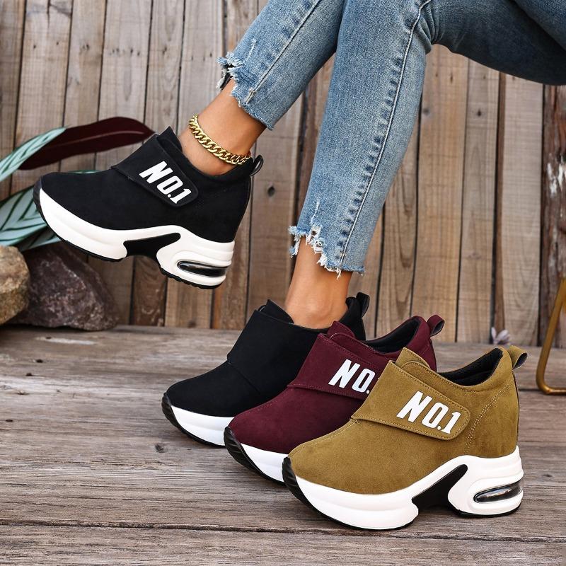 Alphabet Plus Size Wedge Sneakers 2025 Fall New Velcro Platform Casual Shoes