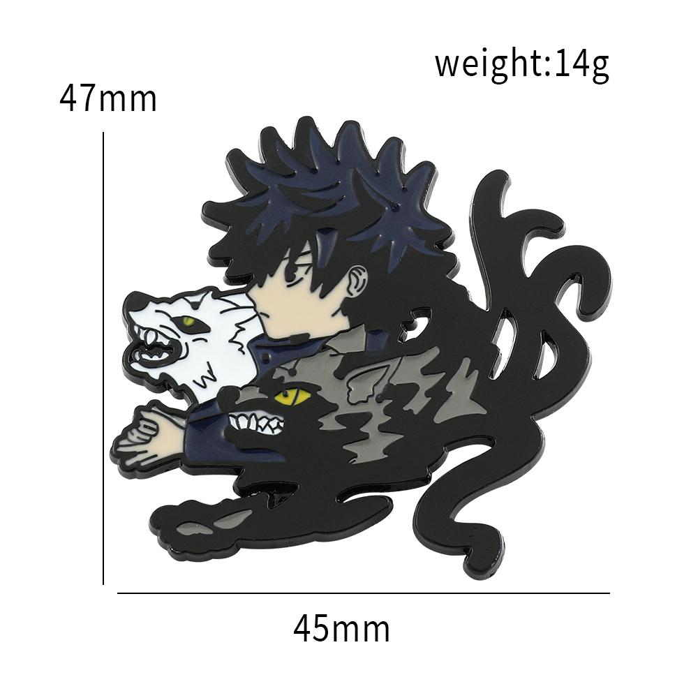Anime Jujutsu Kaisen Enamel Badges with Chain Gojo Satoru Brooch Itadori Yuji Pins Geto Suguru Badge for Backpack Clothing Lapel