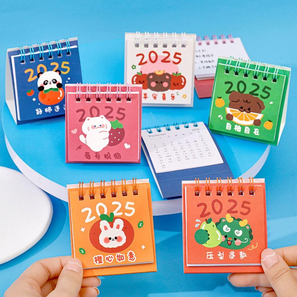 Cute Fruit Text Calendar Fruit Mini Desktop Calendar Cartoon 2025 Calendar Desk Check-in