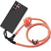 Lanyard Case for Samsung Galaxy S22 Ultra - Shockproof Silicone Black with Detachable Orange Lanyard