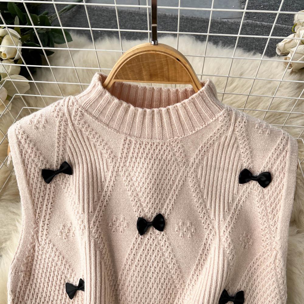 Женское трикотажное платье с нерегулярной сетчатой ​​строчкой, короткий свитер с небольшим благовонием, жилет, осенне-зимний костюм из двух предметов