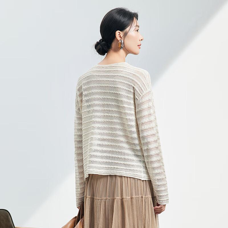 JOY SPEAKER Women's Round Neck Cutout Knit Sweater