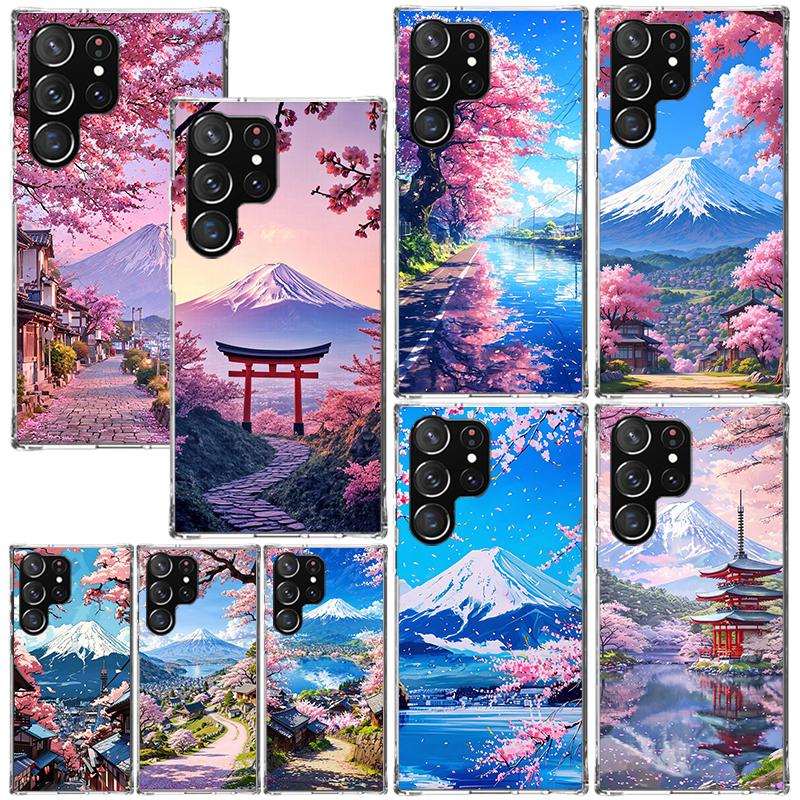 Japanese Cherry Mount Fuji Phone Case For Samsung Galaxy S26 S25 Edge S24 FE S23 S22 Ultra S21 Plus S20 + Art Fundas Back Cover