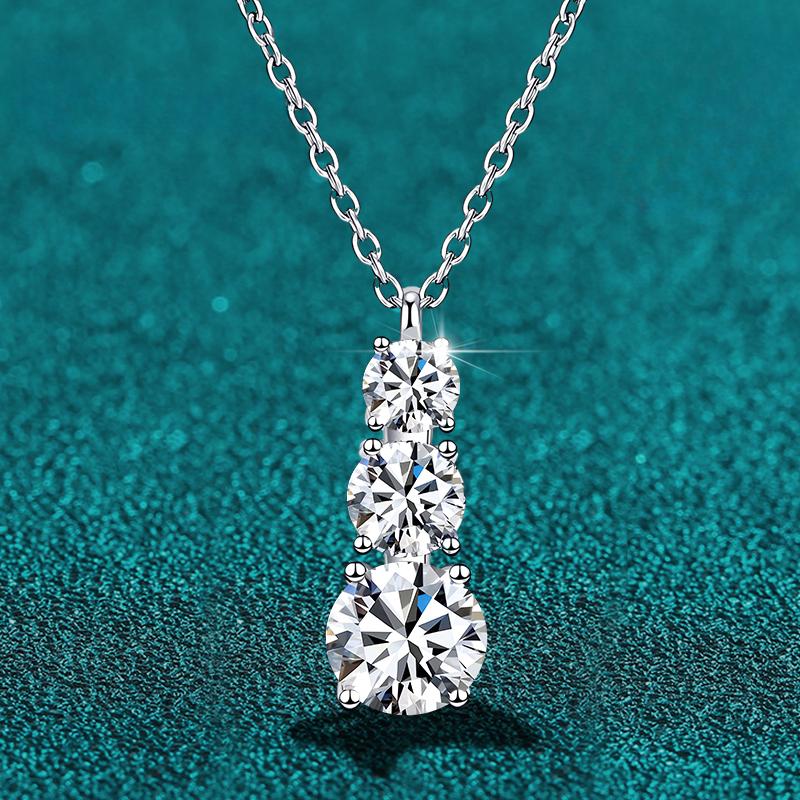 D Color 1.8CT All Moissanite Necklace For Women S925 Sterling Silver with White Gold Plated Lab Diamond Wedding Party Jewelry