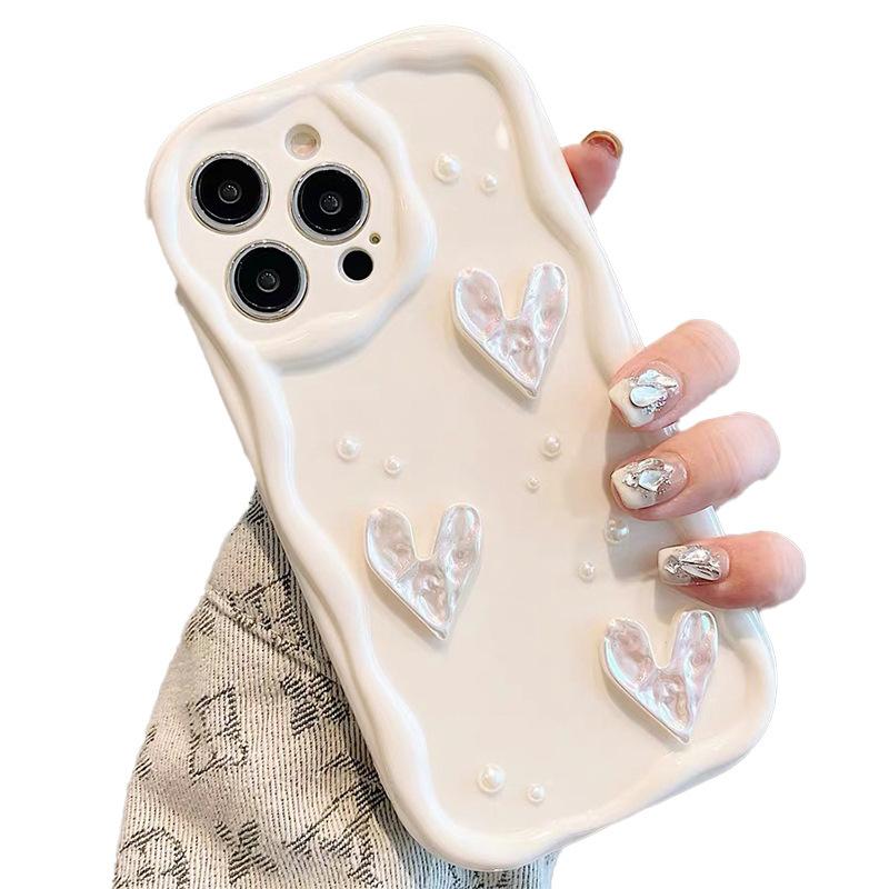 Маленький свежий чехол для телефона для Apple 17 Promax Все включено Защита от падений Точное отверстие для IPhone 15 Plus Женский 14 Цепочка