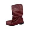 Vintage Western Pile Boots Women's New Autumn Versatile Folded Boots Straps Square Head Knight Boots