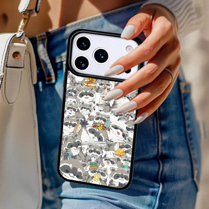 Cartoon Raccoon Kawaii Phone Case For iPhone 17 Air 14 15 13 12 Max Cover For Apple 14 15 16 16e 11 Pro Max Plus Coque