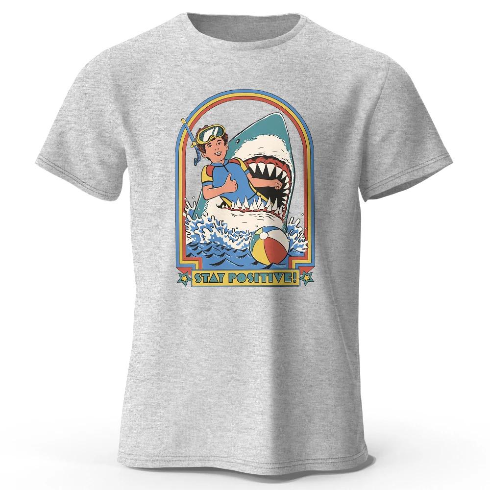 Stay Positive Printed 100% Cotton Classic Vintage Funny T-Shirt for UnisexSportswear Tops Tees