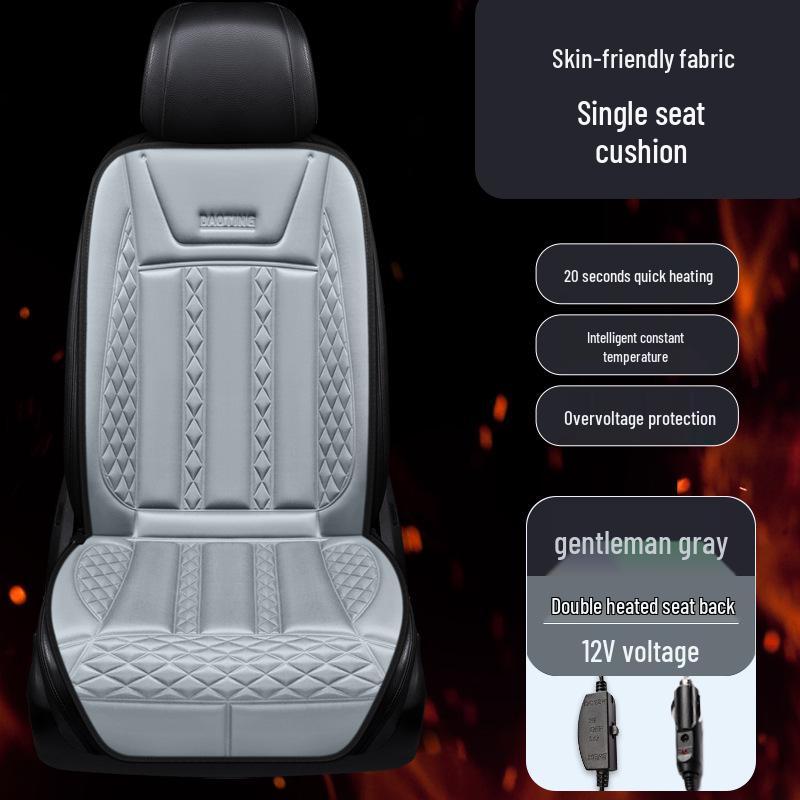 12V Heated Plush Car Seat Cushion - Winter Warmth for Front and Rear Seats