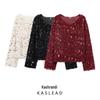 2024 Women's Winter Feather Sequin Long Sleeve Sweater - European & American Style