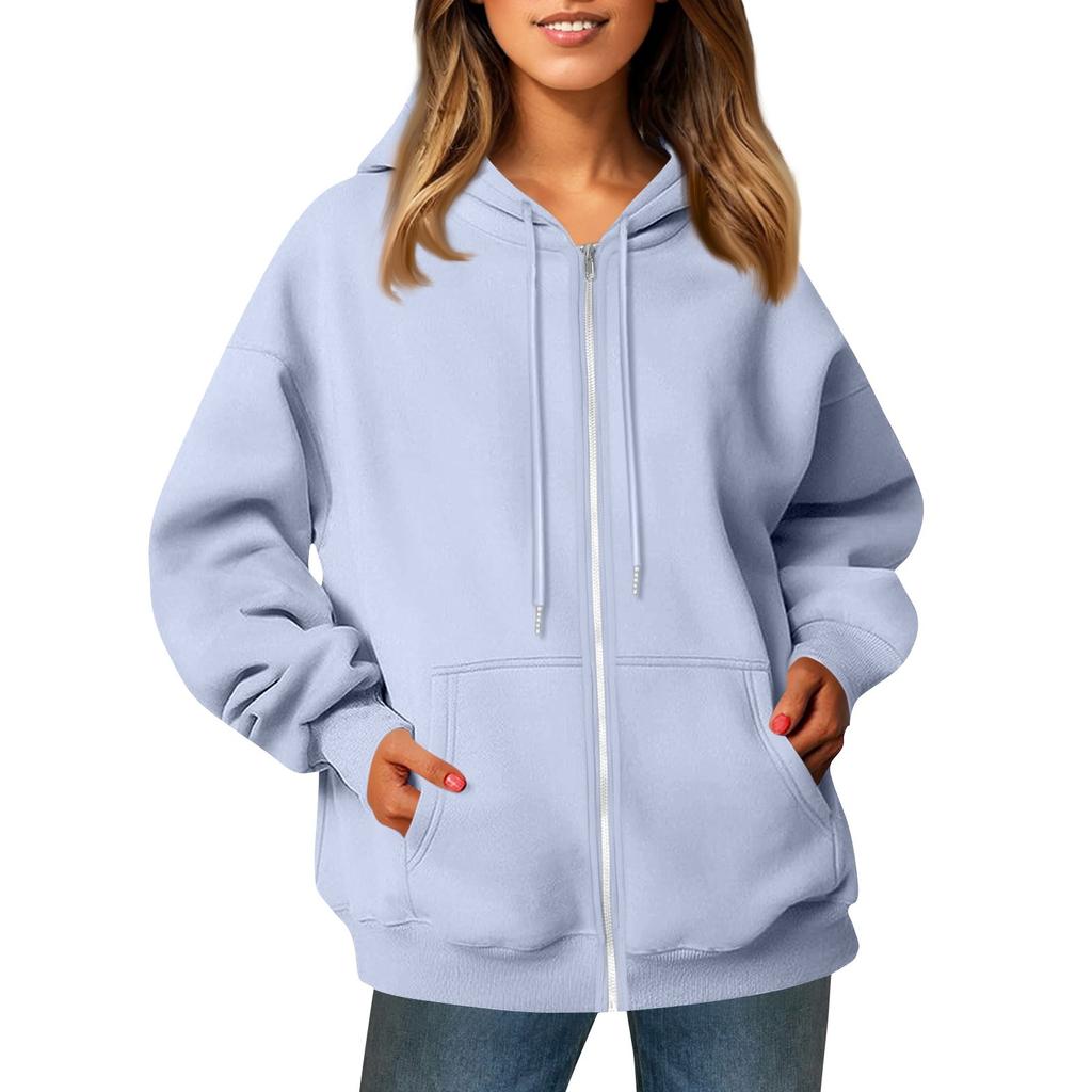 Женская повседневная модная однотонная куртка с длинными рукавами, карманом, молнией, капюшоном, затягивающимся шнурком