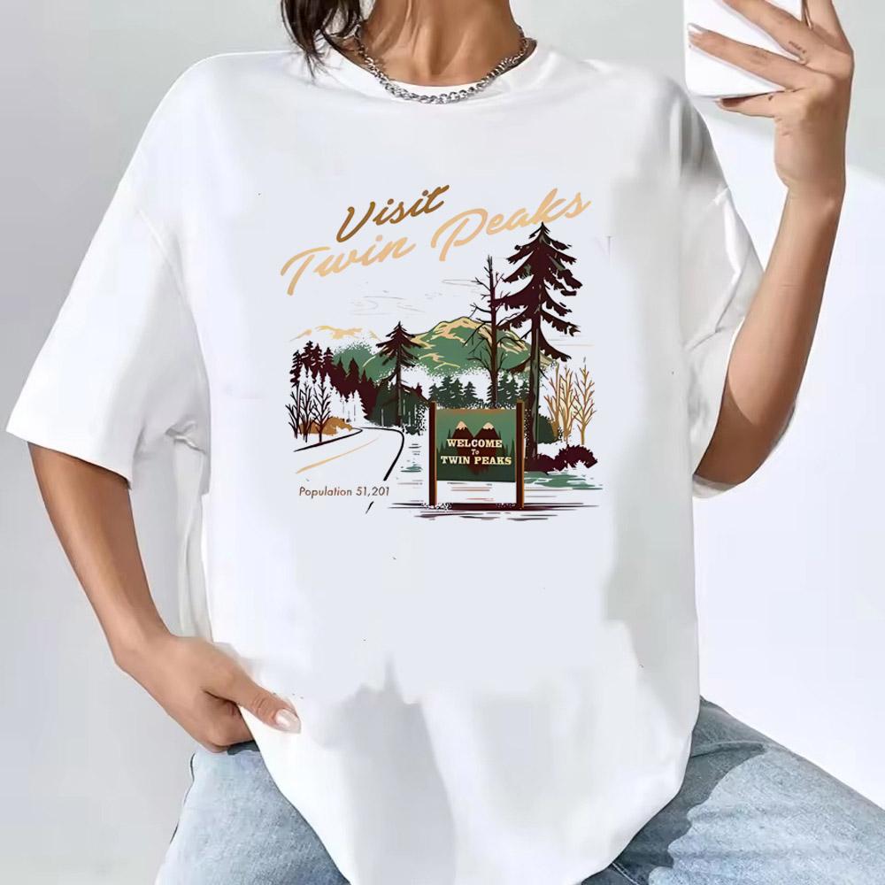 Twin Peaks T Shirt Women Casual Cartoon Graphic Tees Kawaii Hip Hop Grunge Casual Short Sleeve Tshirt Summer Streetwear