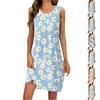 Женские летние повседневные платья без рукавов с принтом и U-образным вырезом
