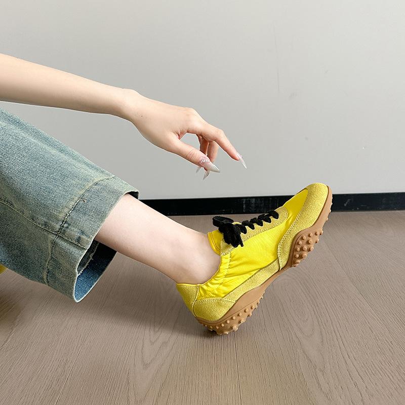 Color Matching Retro Lace-up German Training Shoes Hiking Outdoor Comfortable Soft-soled Single Shoes 2025 Spring New Casual Board Shoes Women