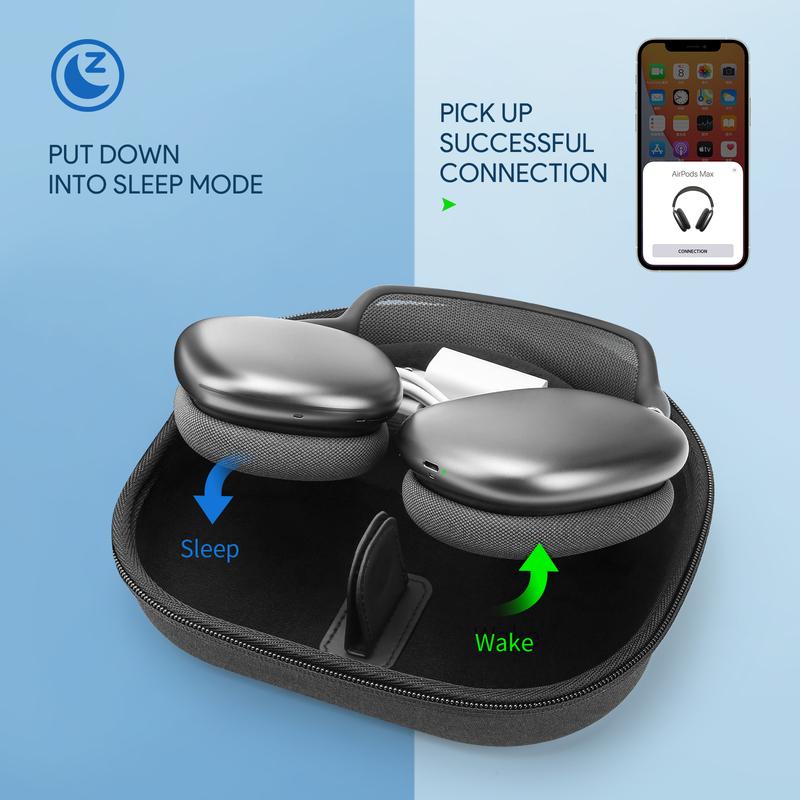 Smart Case for AirPods Max - Supports Sleep Mode, Lightweight Portable Silicone Case, Shockproof Travel Storage Bag