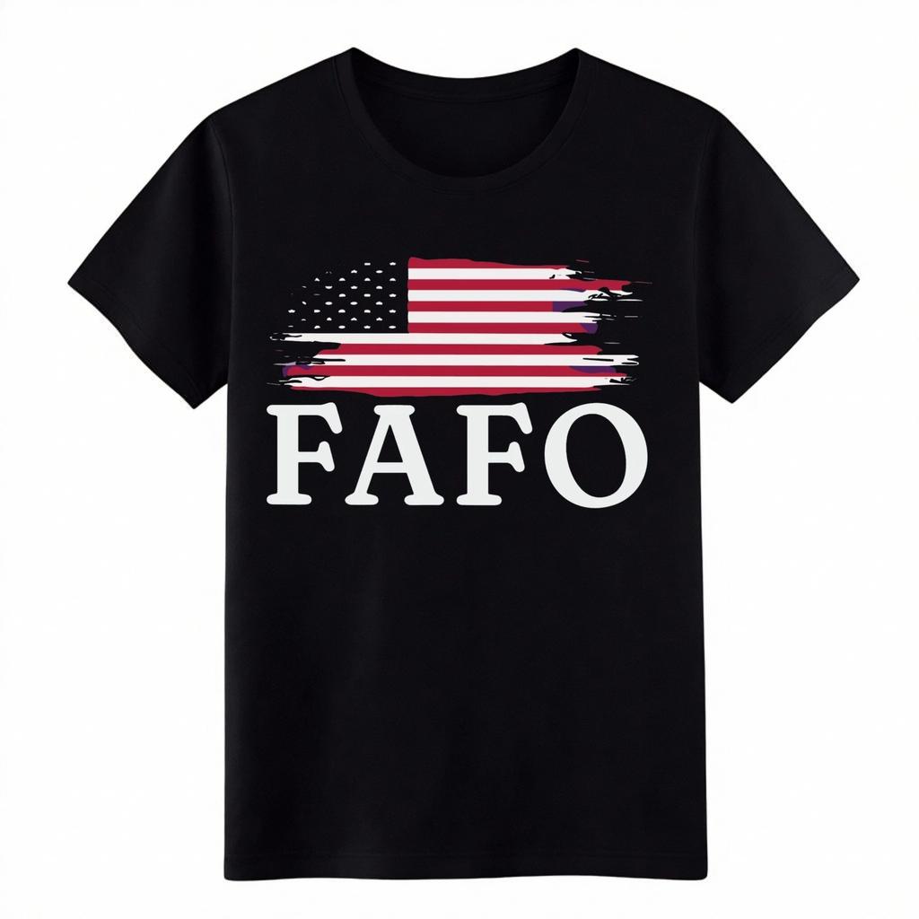 Vintage Unisex Washed T-Shirt "FAFO" Distressed USA Flag Patriotic Graphic Tee