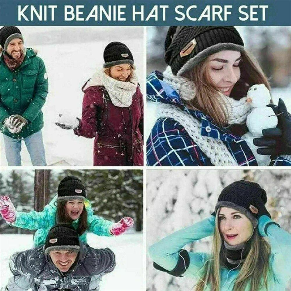 Теплая флисовая мягкая вязаная шапка Балаклава Шарф на шею Шапка Бини Шарф