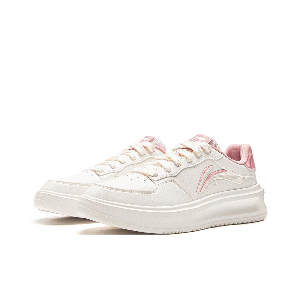 Li Ning Lantern Festival Synthetic Leather Thick Sole Classic College Style Balance Lightweight Low Top Sneakers Women Sneakers Pink White AGCV316-5
