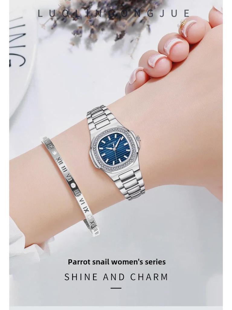 Женские автоматические часы Duke of Lorraine 1158 с квадратным бриллиантом и застежкой-бабочкой из нержавеющей стали