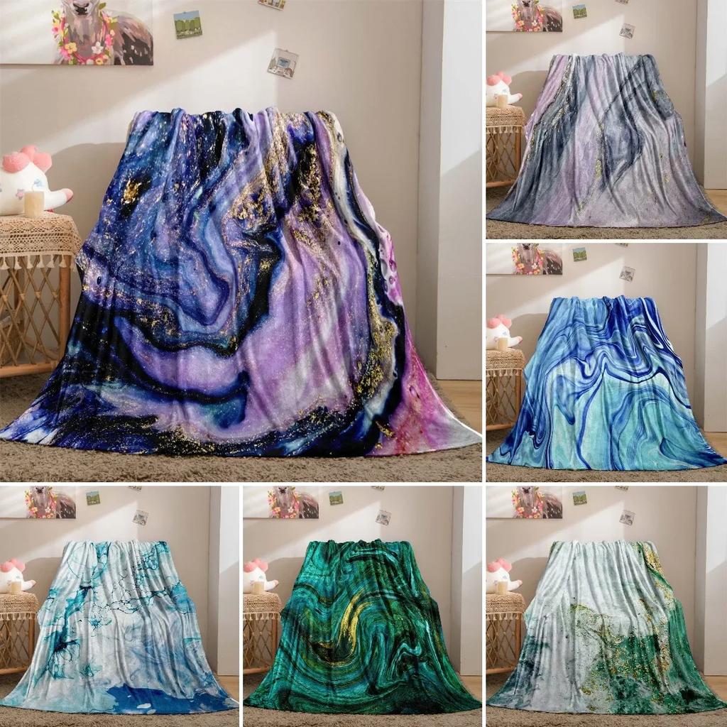 Marble Blanket Abstract Geometric Fleece Flannel Throw Blanket Soft Warm Lightweight Blanket for Couch Sofa Gift for Girls Boys