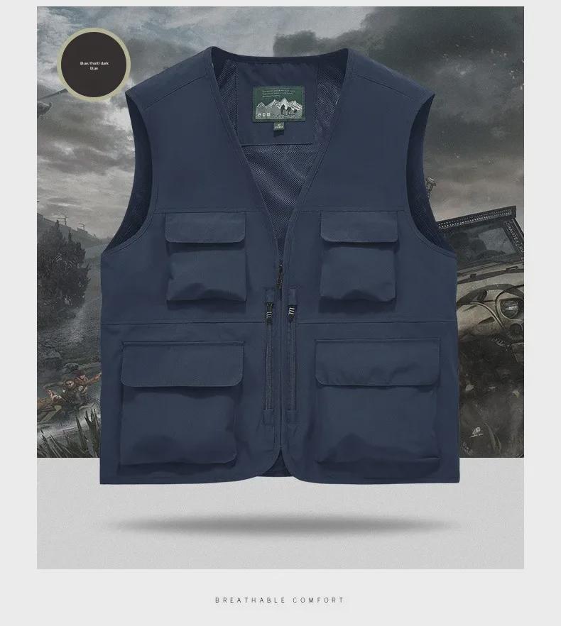 Мужской большой жилет с несколькими карманами для молодежи и пожилых людей - для работы на открытом воздухе и рыбалки