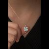 925 Sterling Silver Ice Blue Clover Necklace Women Sterling Silver Necklace
