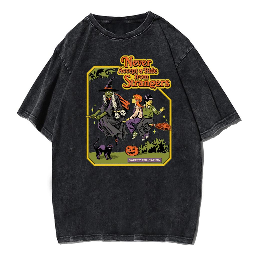 Никогда не принимайте попутку Футболка Сезоны Футболка Мужская Женская Унисекс Y2K Футболка Одежда Топ Футболка Хлопок Стирка Ретро Рубашки