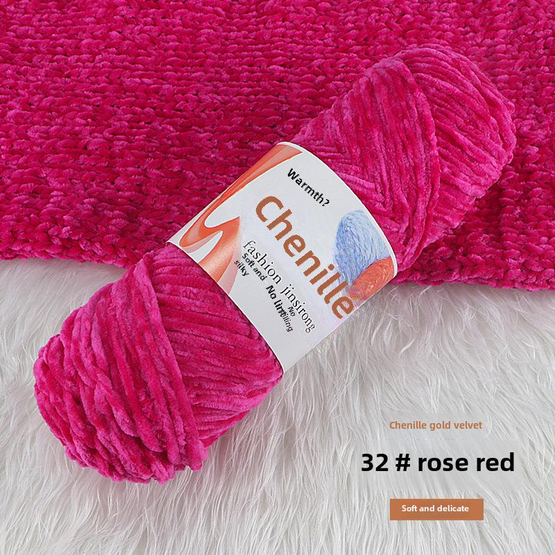 Вязаный шарф, шапка, тапочки крючком из золотистого бархата с шениллом, набор для самостоятельного вязания из кукольной шерсти